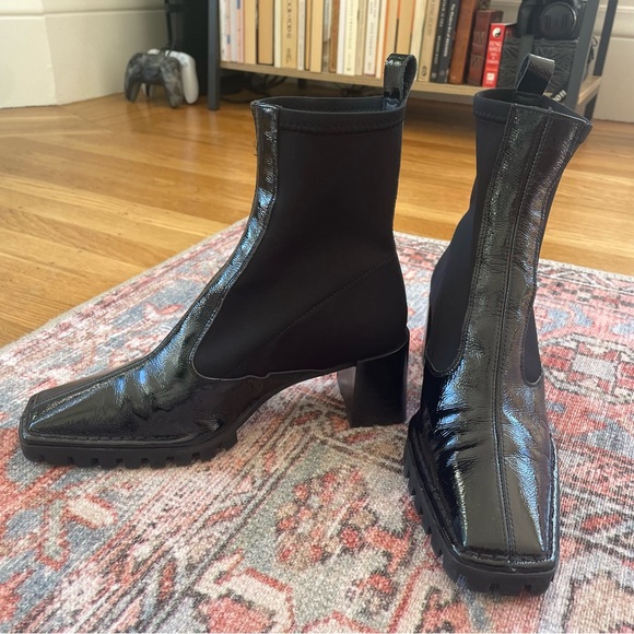 ASOS DESIGN remix premium leather sock boots in black - Picture 3 of 6